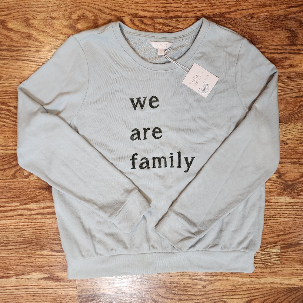 NWT Baby Blue We Are Family Sweatshirt Women's Size XL